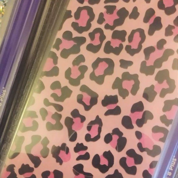 NWT TWO Apple iPhone 7 8 plus case cover PINK animal glitter leopard cheetah LOT - Picture 9 of 15